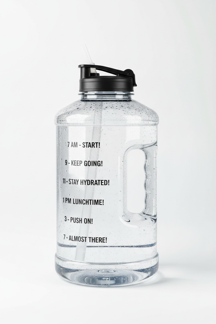 Gym Water Bottle – 1 Gallon, Motivational Time Markers