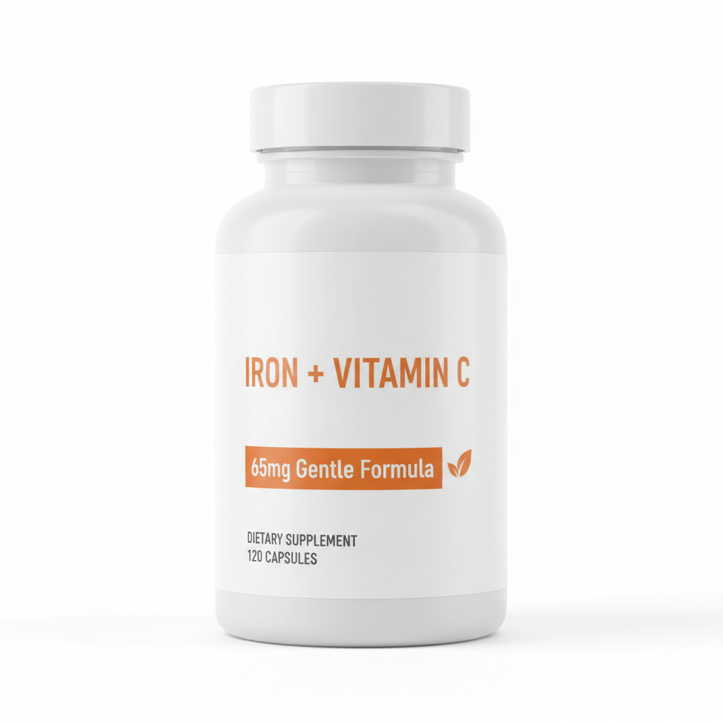 Iron Supplement with Vitamin C – 65mg, Gentle Formula