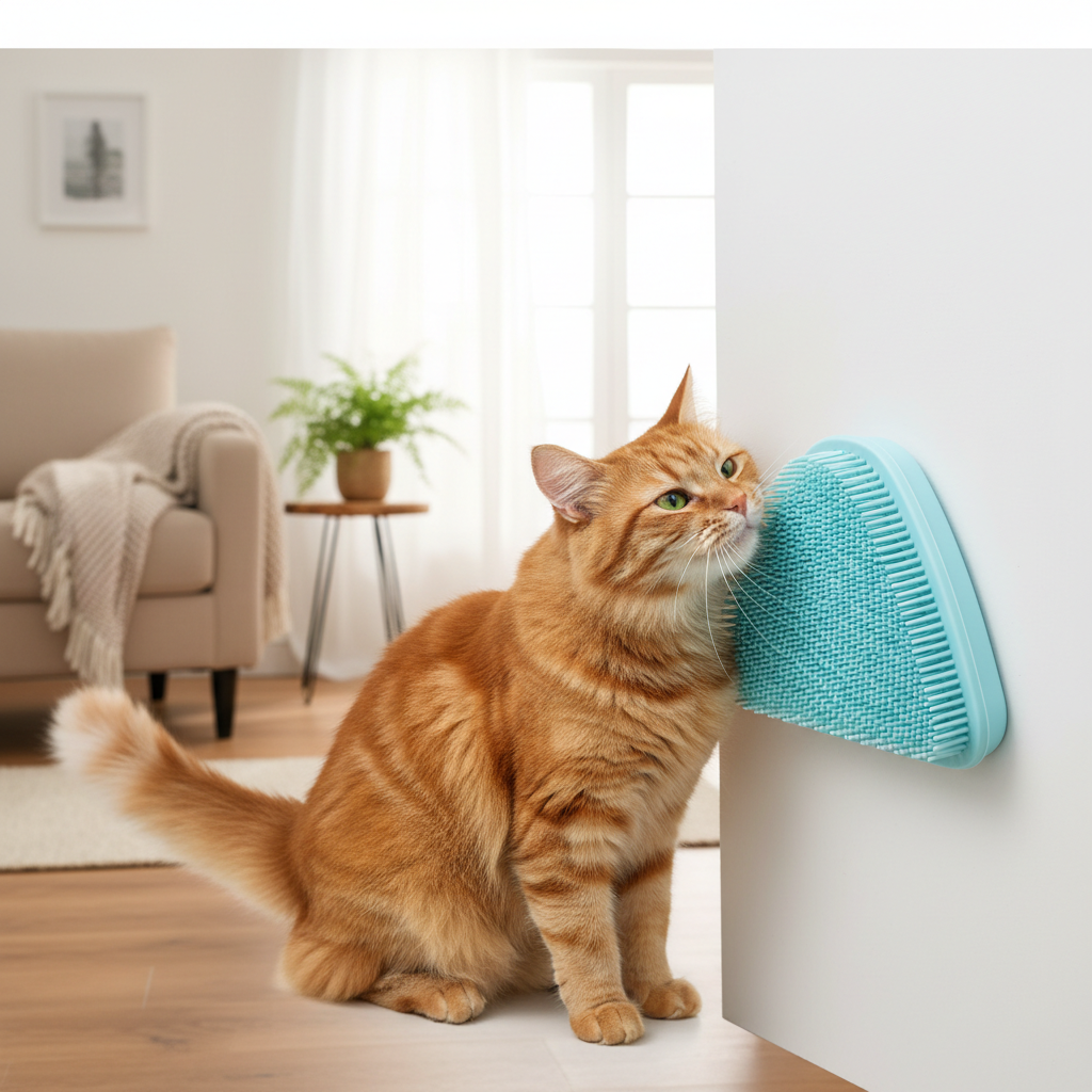 Cat Self-Grooming Corner Brush – Wall Mountable