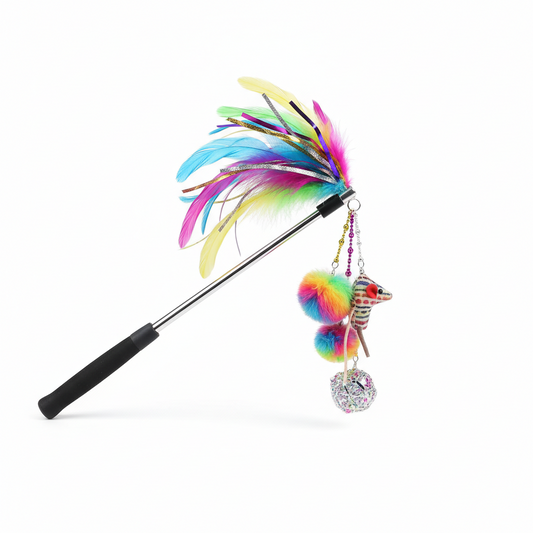 Interactive Cat Feather Wand Toy – Telescopic 3-in-1
