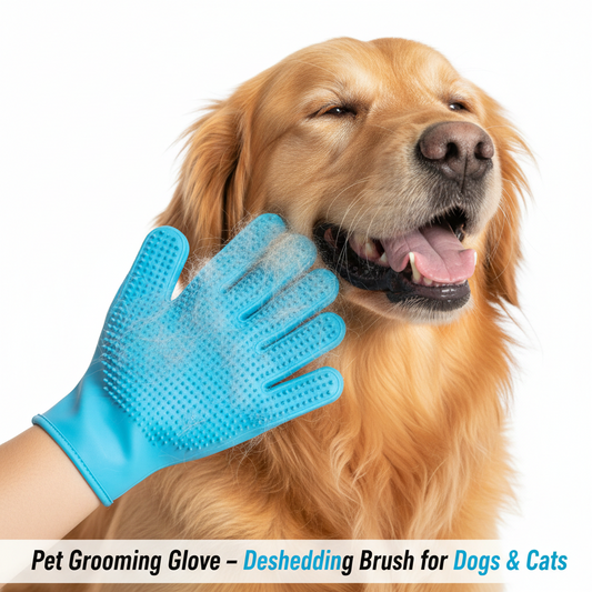 Pet Grooming Glove – Deshedding Brush for Dogs & Cats