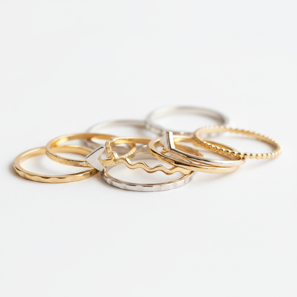 Stackable Midi Rings Set – 7-Piece Gold & Silver